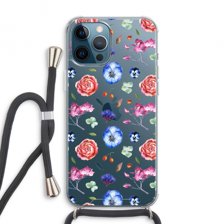 Bloemetjes: iPhone 12 Pro Max Transparant Hoesje met koord