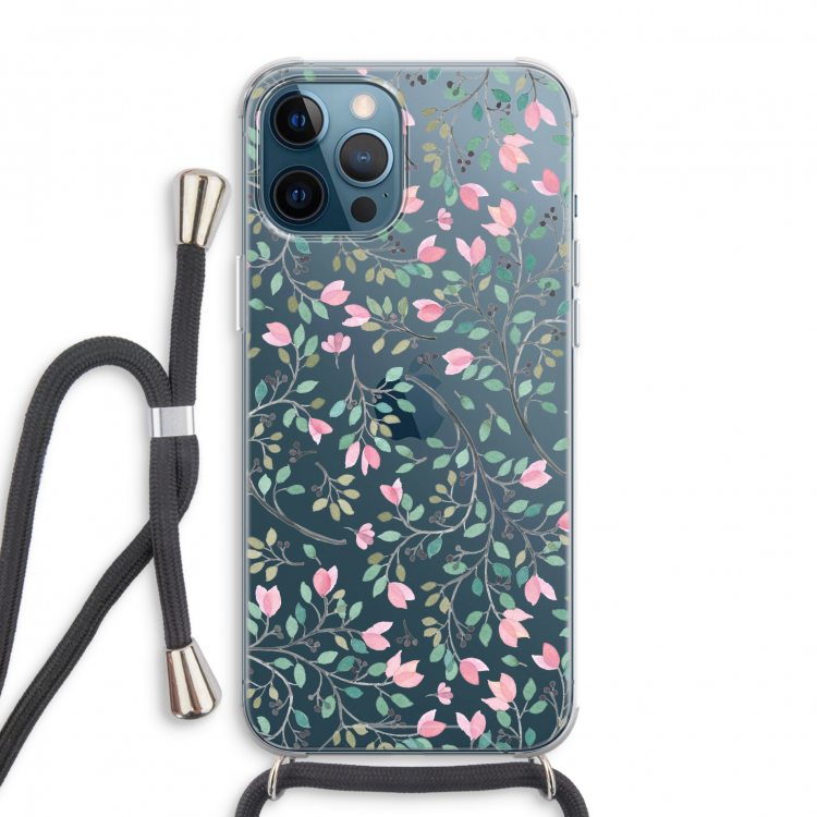 Sierlijke bloemen: iPhone 12 Pro Max Transparant Hoesje met koord