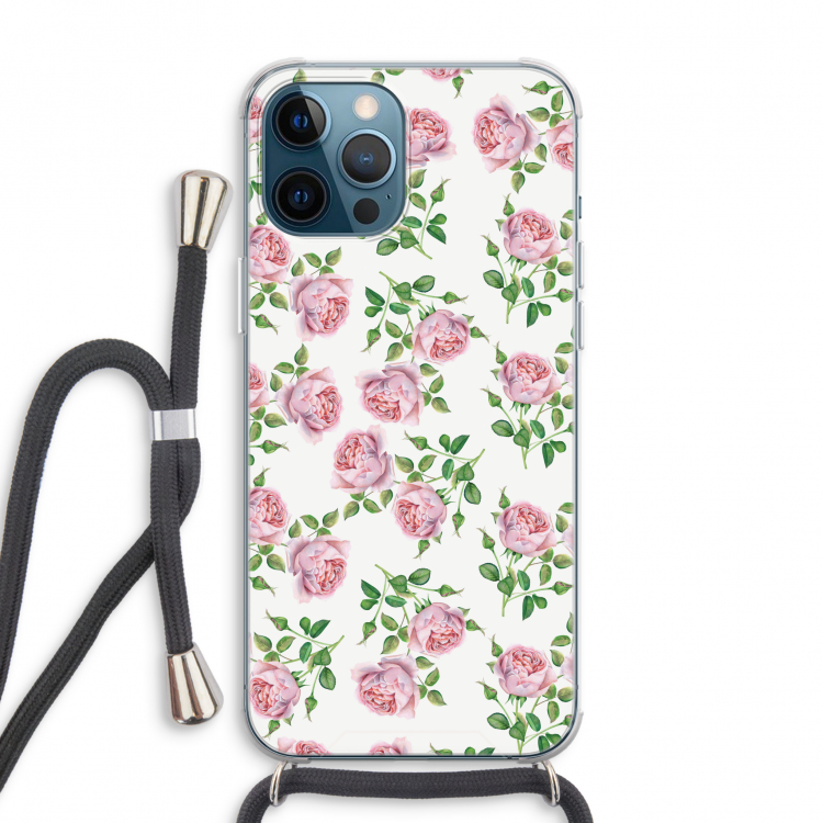 Kleine roosjes: iPhone 12 Pro Max Transparant Hoesje met koord