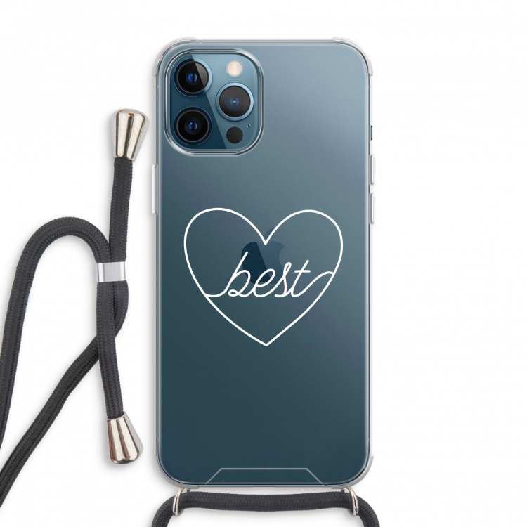 Best heart pastel: iPhone 12 Pro Max Transparant Hoesje met koord