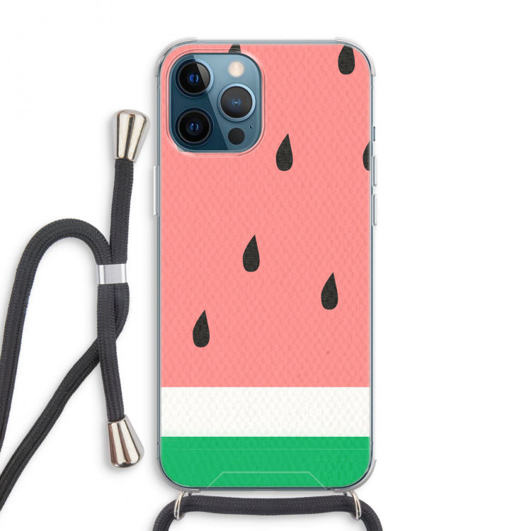 Watermeloen: iPhone 12 Pro Max Transparant Hoesje met koord