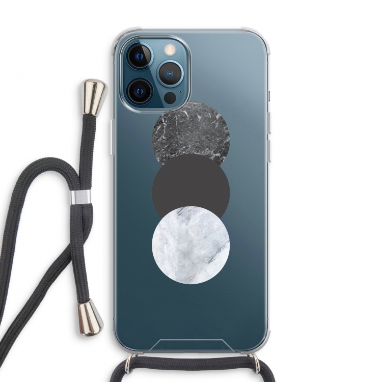 Marmeren cirkels: iPhone 12 Pro Max Transparant Hoesje met koord
