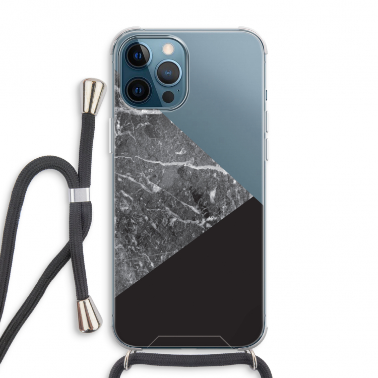Combinatie marmer: iPhone 12 Pro Max Transparant Hoesje met koord