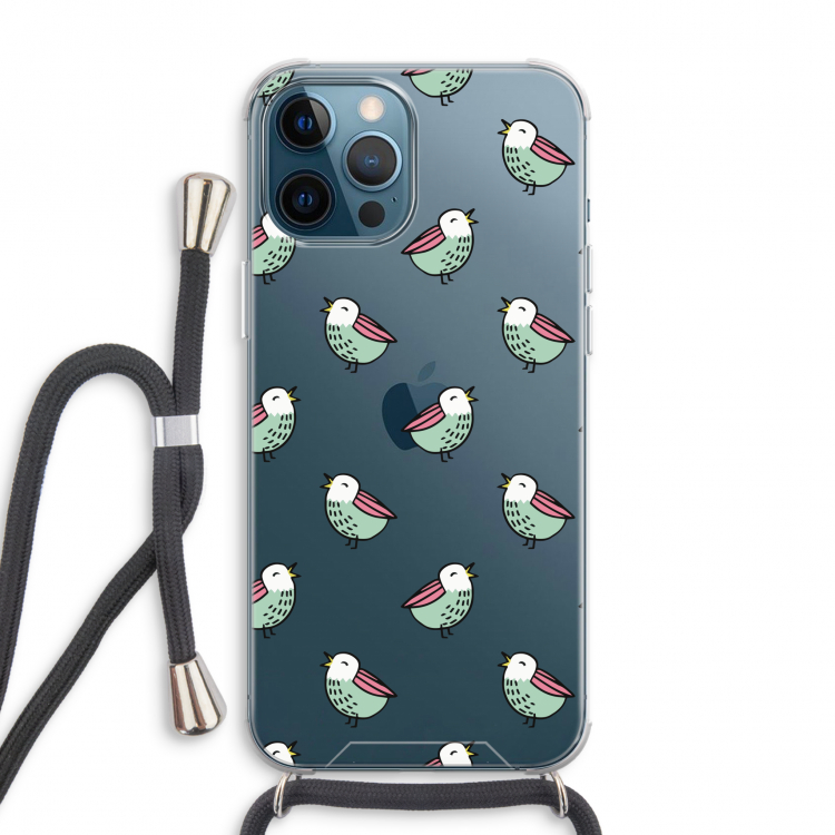 Vogeltjes: iPhone 12 Pro Max Transparant Hoesje met koord