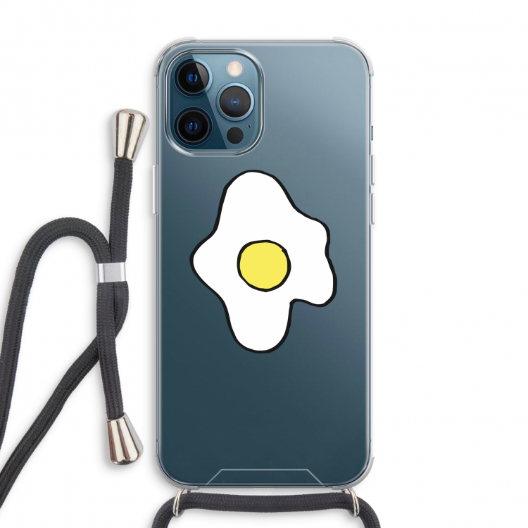 Spiegelei: iPhone 12 Pro Max Transparant Hoesje met koord