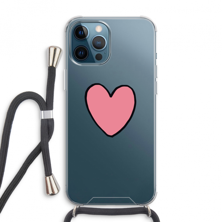 Hartje: iPhone 12 Pro Max Transparant Hoesje met koord