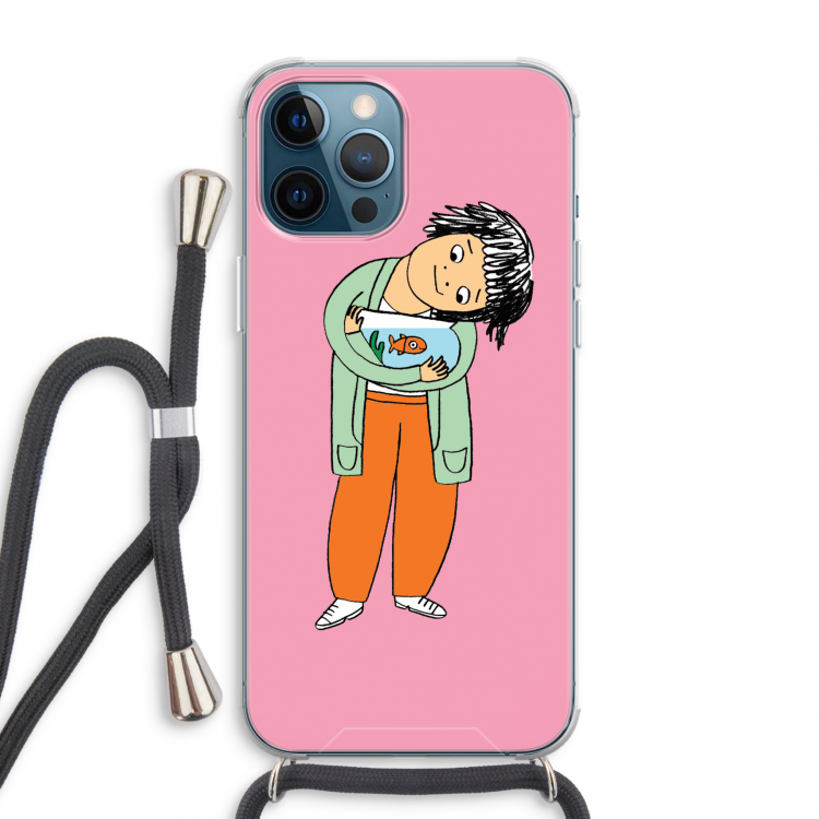 Visknuffel: iPhone 12 Pro Max Transparant Hoesje met koord
