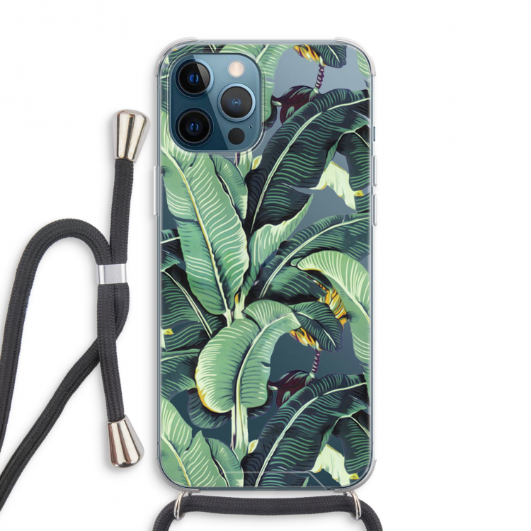 Bananenbladeren: iPhone 12 Pro Max Transparant Hoesje met koord