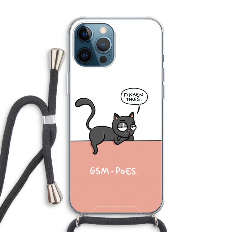 GSM poes: iPhone 12 Pro Max Transparant Hoesje met koord