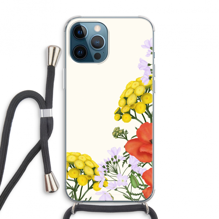 Wilde bloemen: iPhone 12 Pro Max Transparant Hoesje met koord