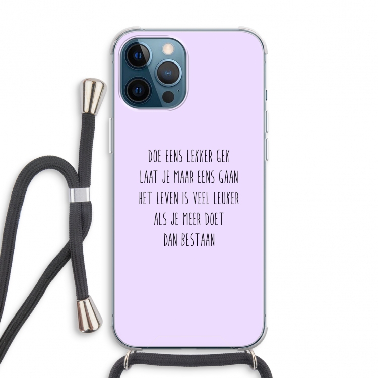 Gek: iPhone 12 Pro Max Transparant Hoesje met koord