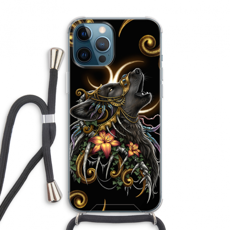 Huilende Wolf: iPhone 12 Pro Max Transparant Hoesje met koord