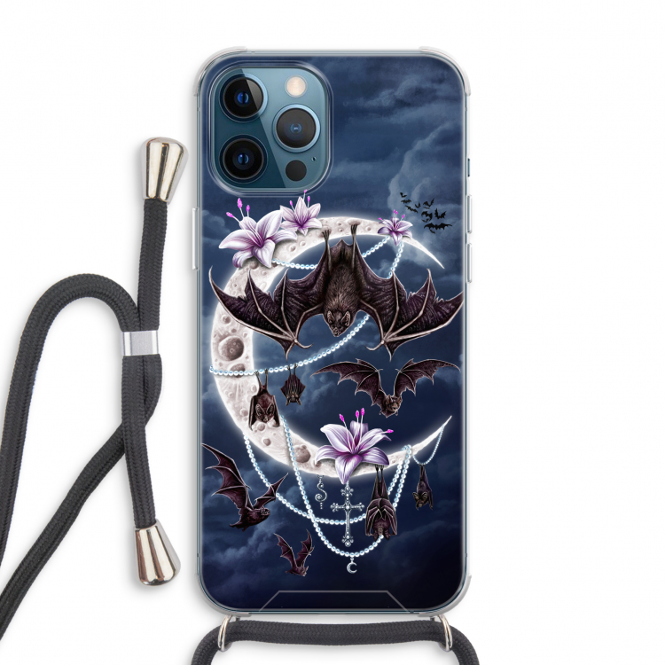 Vleermuizen Maan: iPhone 12 Pro Max Transparant Hoesje met koord
