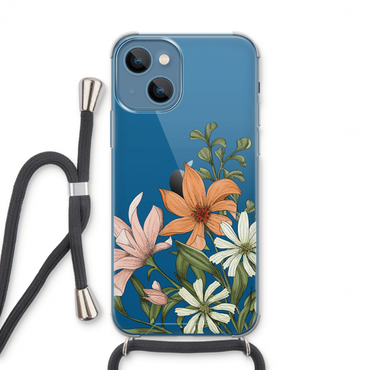 Floral bouquet: iPhone 13 Transparant Hoesje met koord