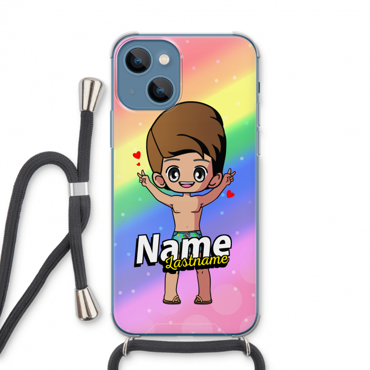 Chibi Maker man: iPhone 13 Transparant Hoesje met koord