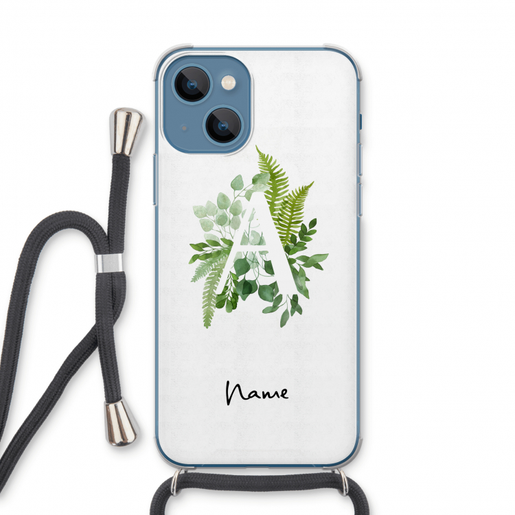 Green Brush: iPhone 13 Transparant Hoesje met koord