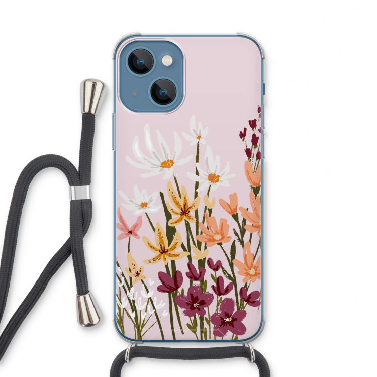 Painted wildflowers: iPhone 13 Transparant Hoesje met koord