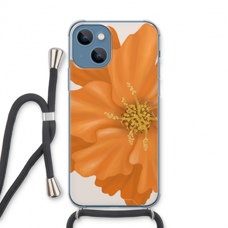 Orange Ellila flower: iPhone 13 Transparant Hoesje met koord