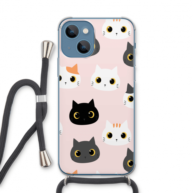 Katten: iPhone 13 Transparant Hoesje met koord