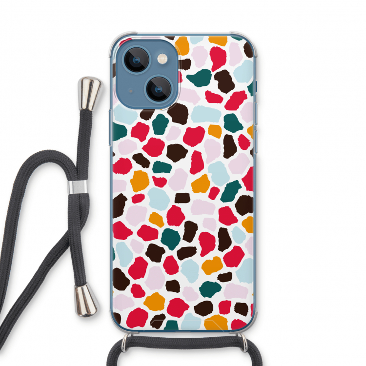 Colored Giraffe: iPhone 13 Transparant Hoesje met koord