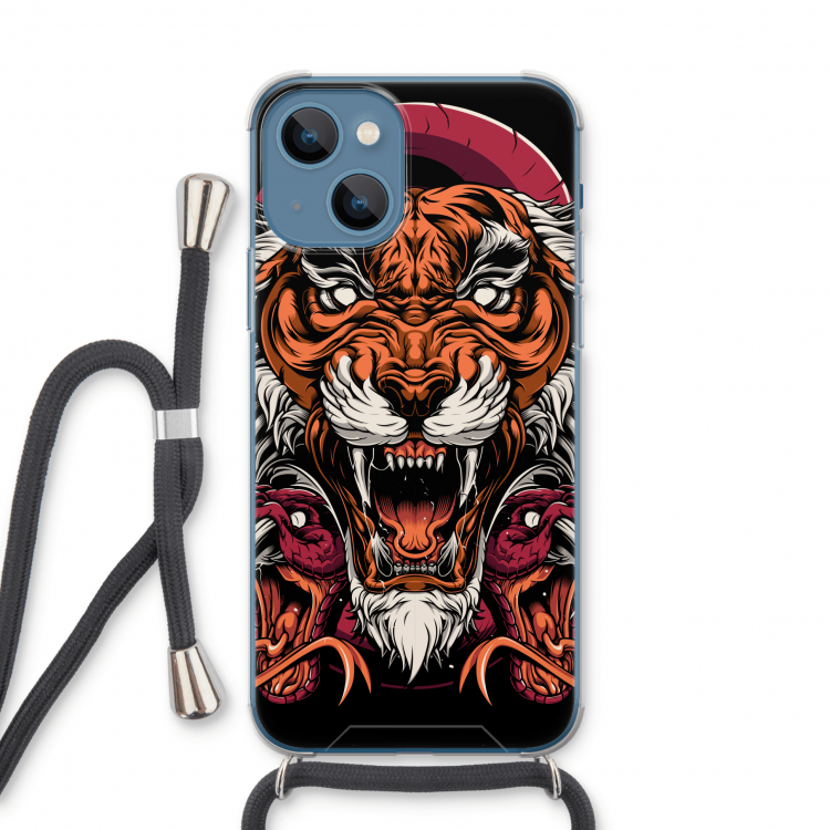 Tiger and Rattlesnakes: iPhone 13 Transparant Hoesje met koord