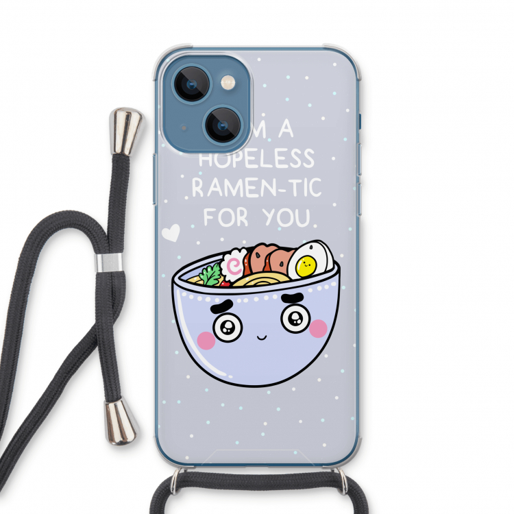 I'm A Hopeless Ramen-Tic For You: iPhone 13 Transparant Hoesje met koord