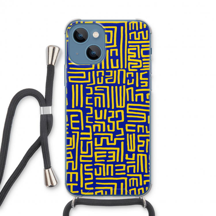 Majorelle Blue Print: iPhone 13 Transparant Hoesje met koord