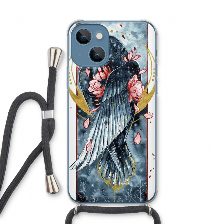 Golden Raven: iPhone 13 Transparant Hoesje met koord