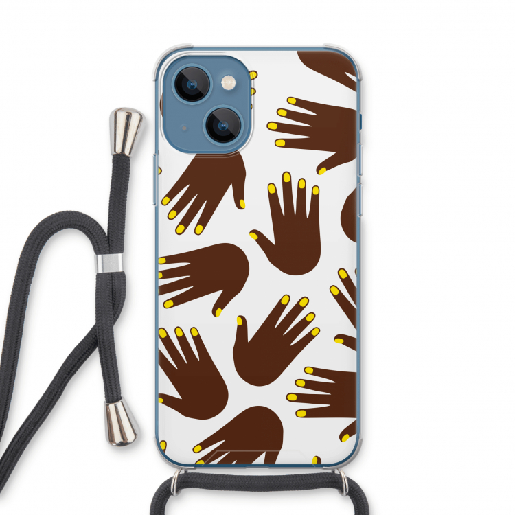 Hands dark: iPhone 13 Transparant Hoesje met koord