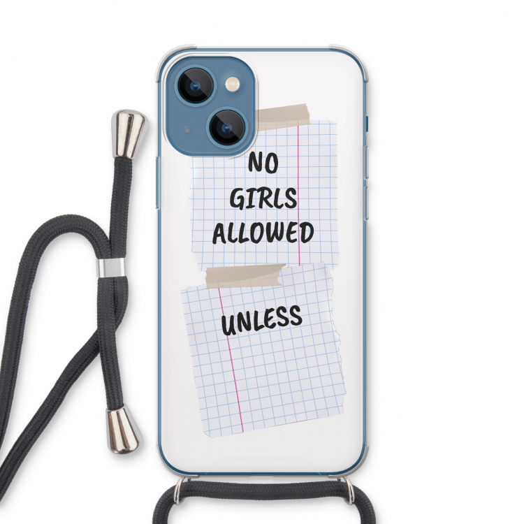 No Girls Allowed Unless: iPhone 13 Transparant Hoesje met koord