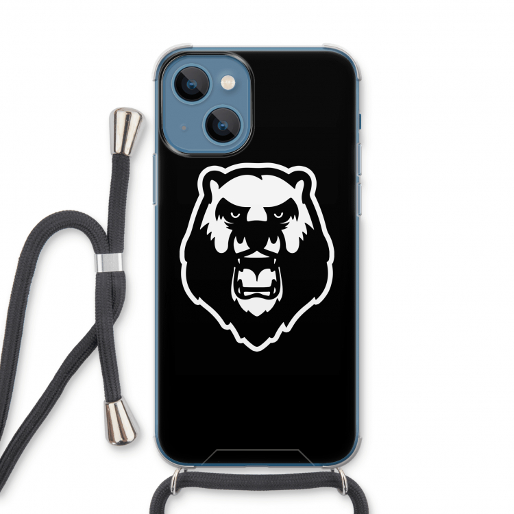 Angry Bear (black): iPhone 13 Transparant Hoesje met koord