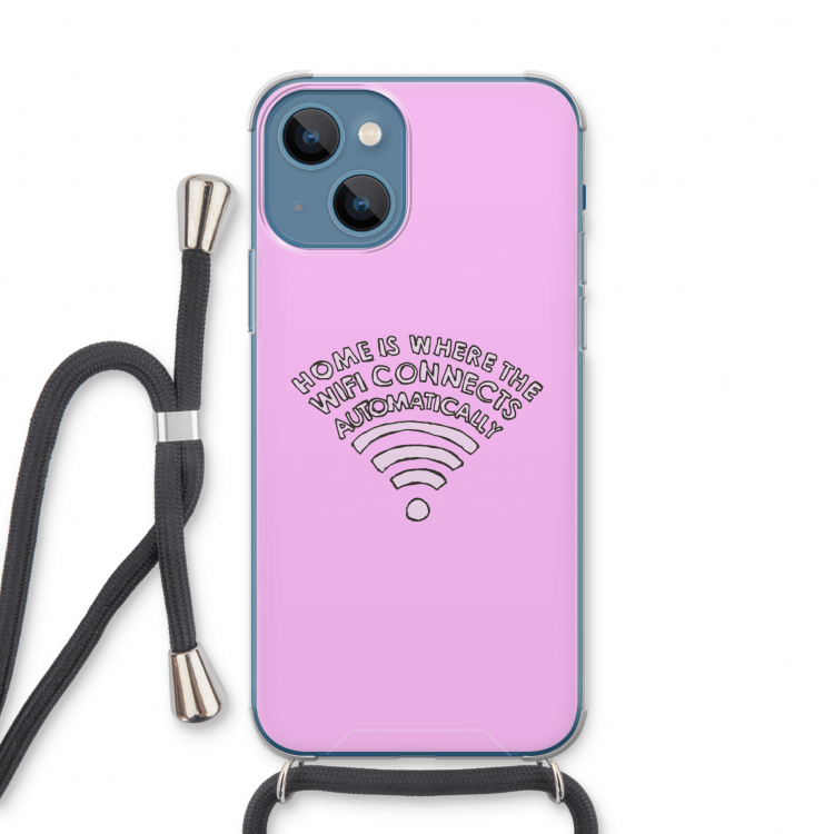 Home Is Where The Wifi Is: iPhone 13 Transparant Hoesje met koord