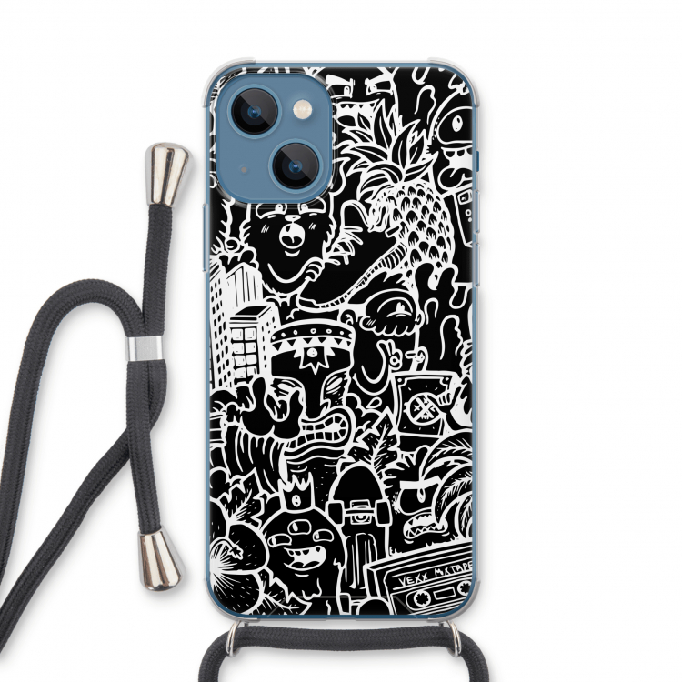 Vexx Black Mixtape: iPhone 13 Transparant Hoesje met koord