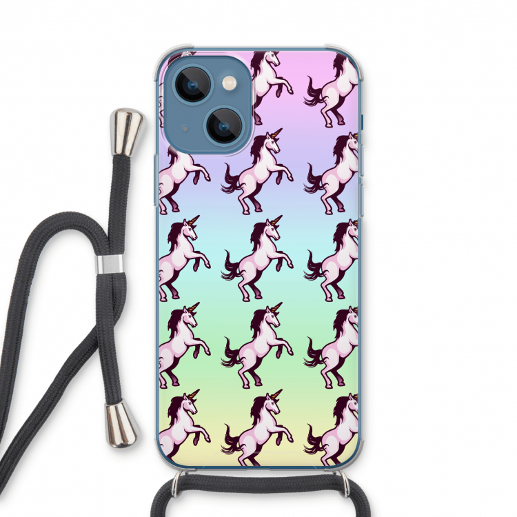 Musketon Unicorn: iPhone 13 Transparant Hoesje met koord