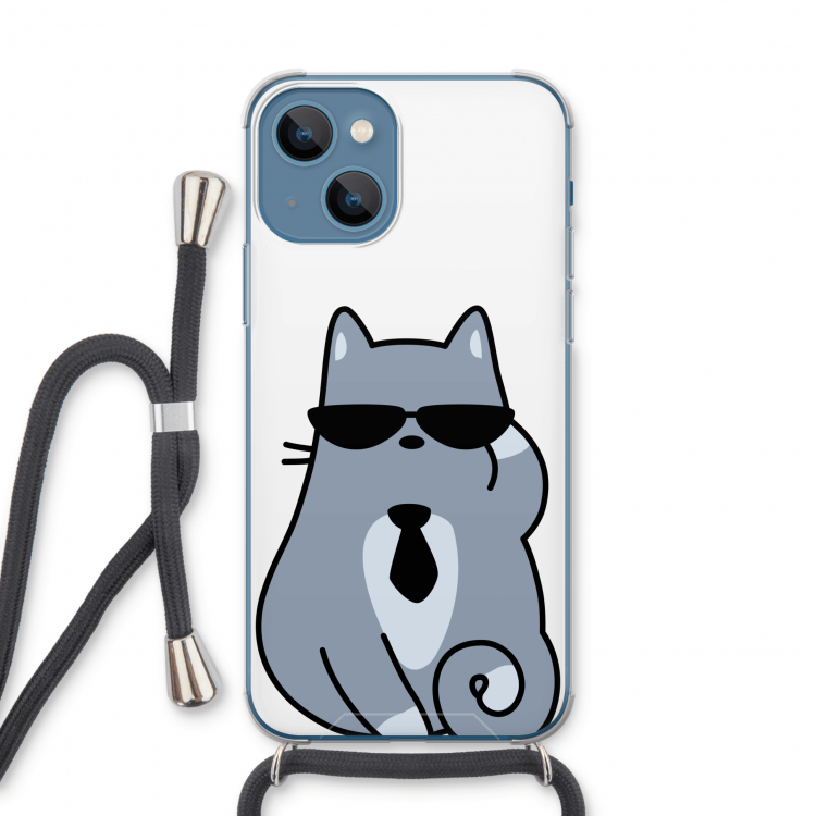 Cool cat: iPhone 13 Transparant Hoesje met koord