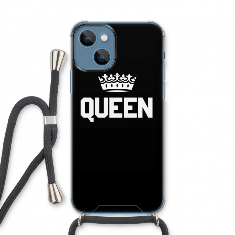 Queen zwart: iPhone 13 Transparant Hoesje met koord
