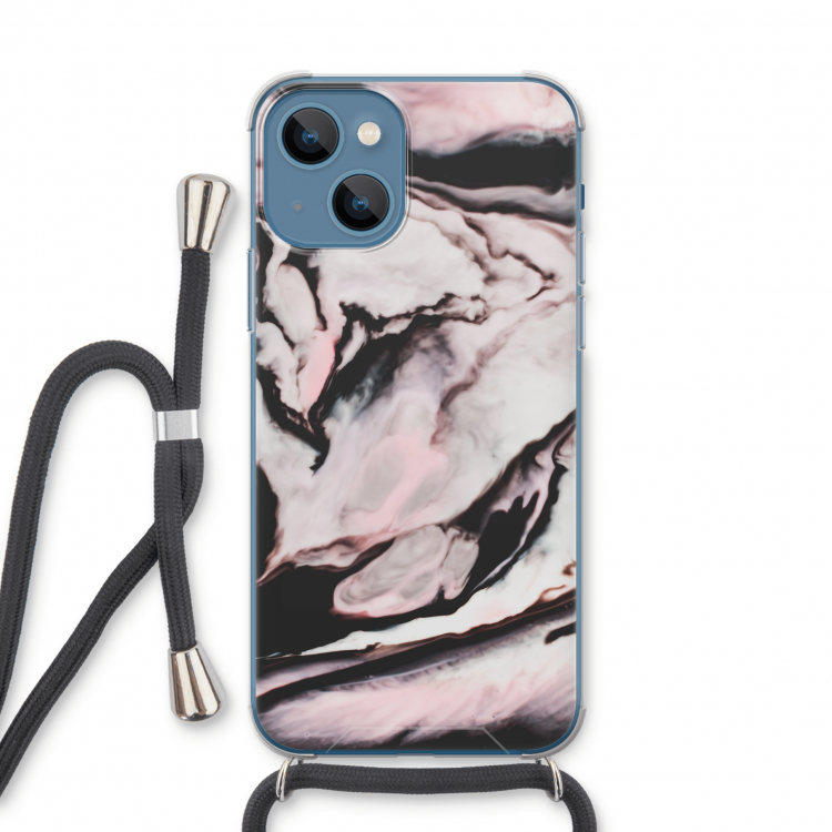Roze stroom: iPhone 13 Transparant Hoesje met koord