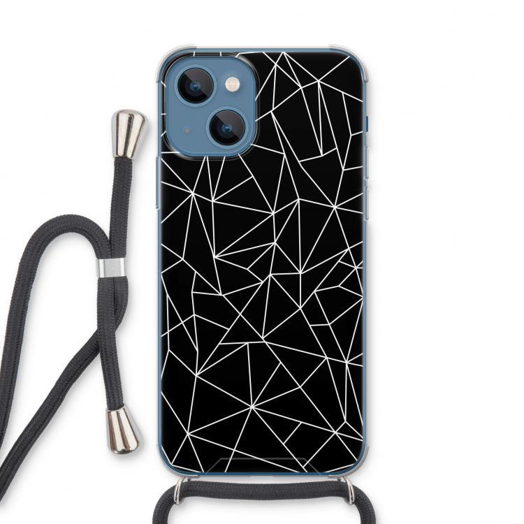 Geometrische lijnen wit: iPhone 13 Transparant Hoesje met koord