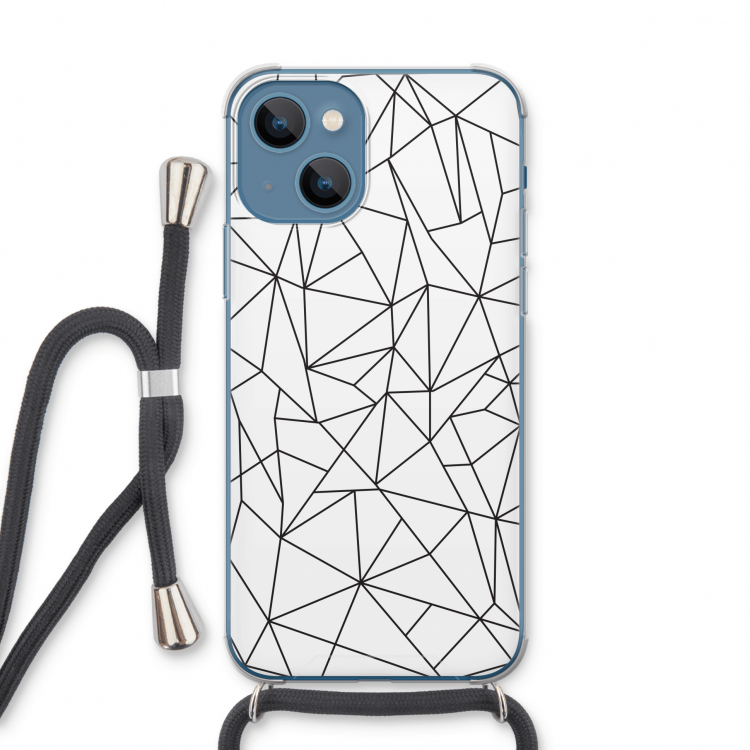 Geometrische lijnen zwart: iPhone 13 Transparant Hoesje met koord