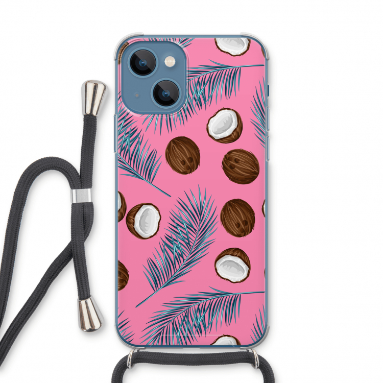 Kokosnoot roze: iPhone 13 Transparant Hoesje met koord