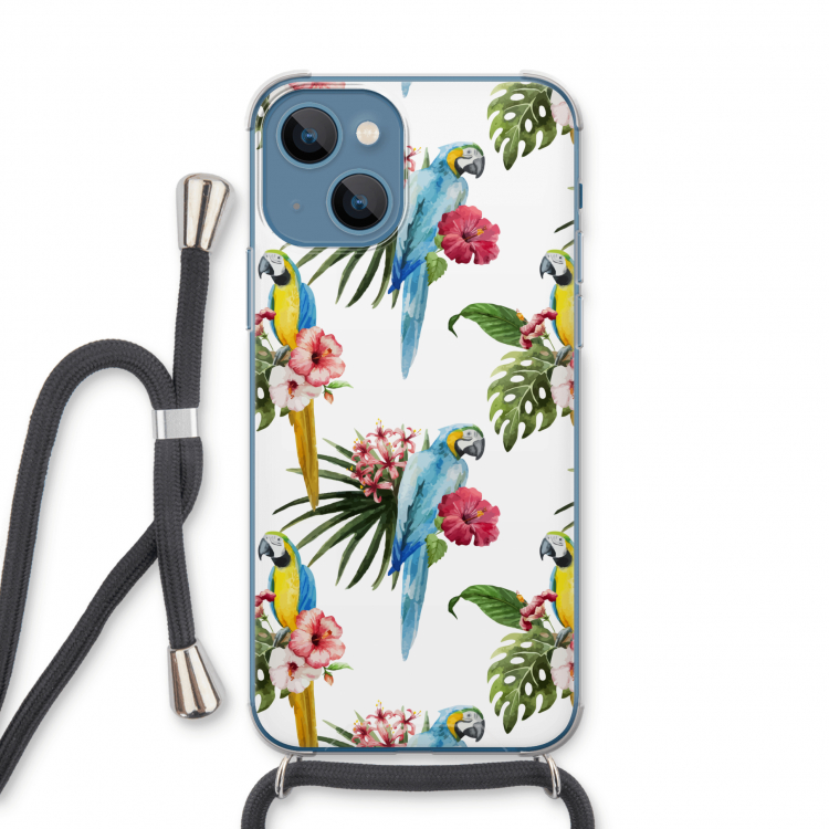 Kleurrijke papegaaien: iPhone 13 Transparant Hoesje met koord