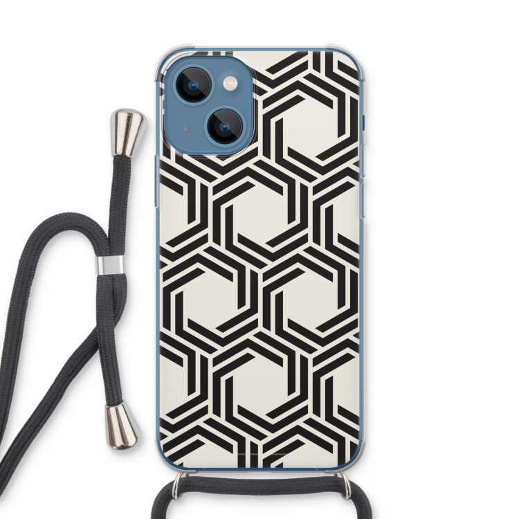 Geometrisch patroon: iPhone 13 Transparant Hoesje met koord