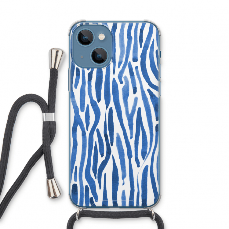 Blauwe nerven: iPhone 13 Transparant Hoesje met koord