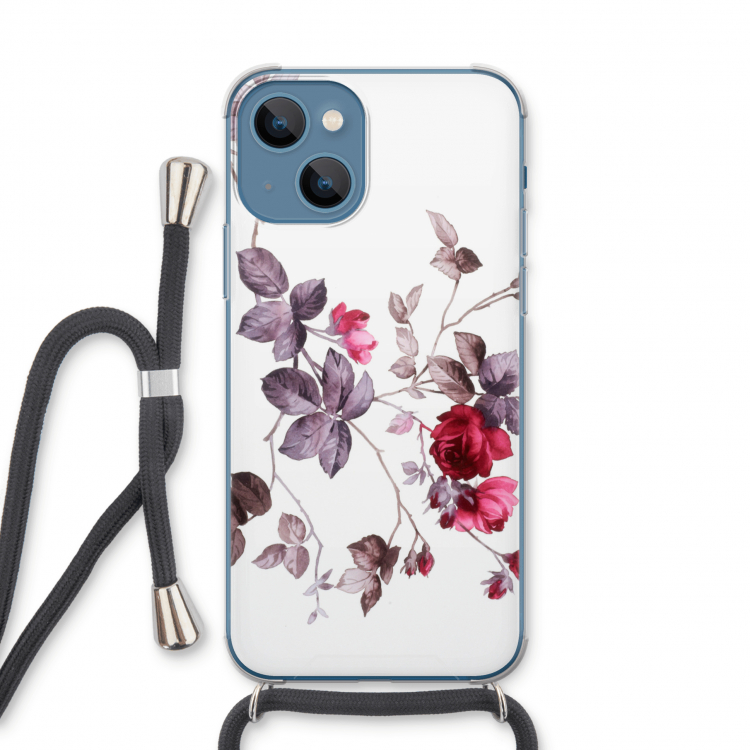 Mooie bloemen: iPhone 13 Transparant Hoesje met koord