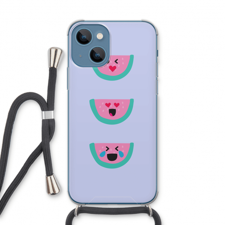 Smiley watermeloen: iPhone 13 Transparant Hoesje met koord