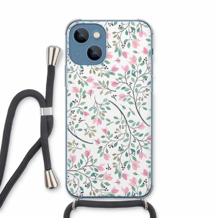 Sierlijke bloemen: iPhone 13 Transparant Hoesje met koord