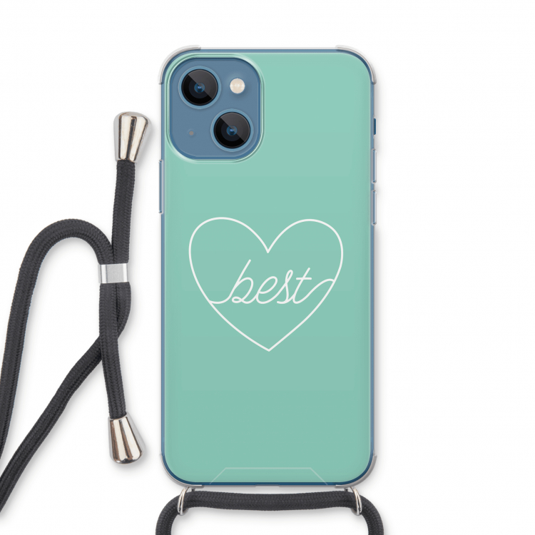 Best heart pastel: iPhone 13 Transparant Hoesje met koord