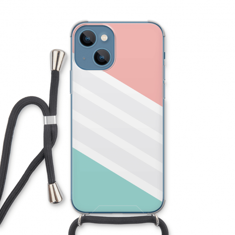 Strepen pastel: iPhone 13 Transparant Hoesje met koord