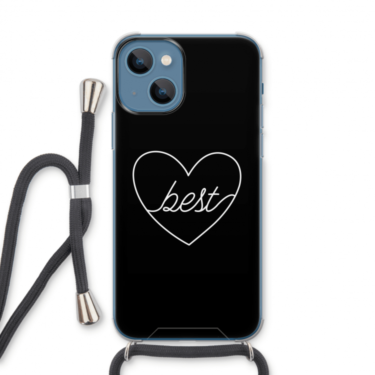Best heart black: iPhone 13 Transparant Hoesje met koord