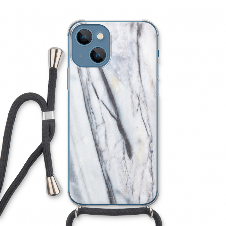 Gestreepte marmer: iPhone 13 Transparant Hoesje met koord